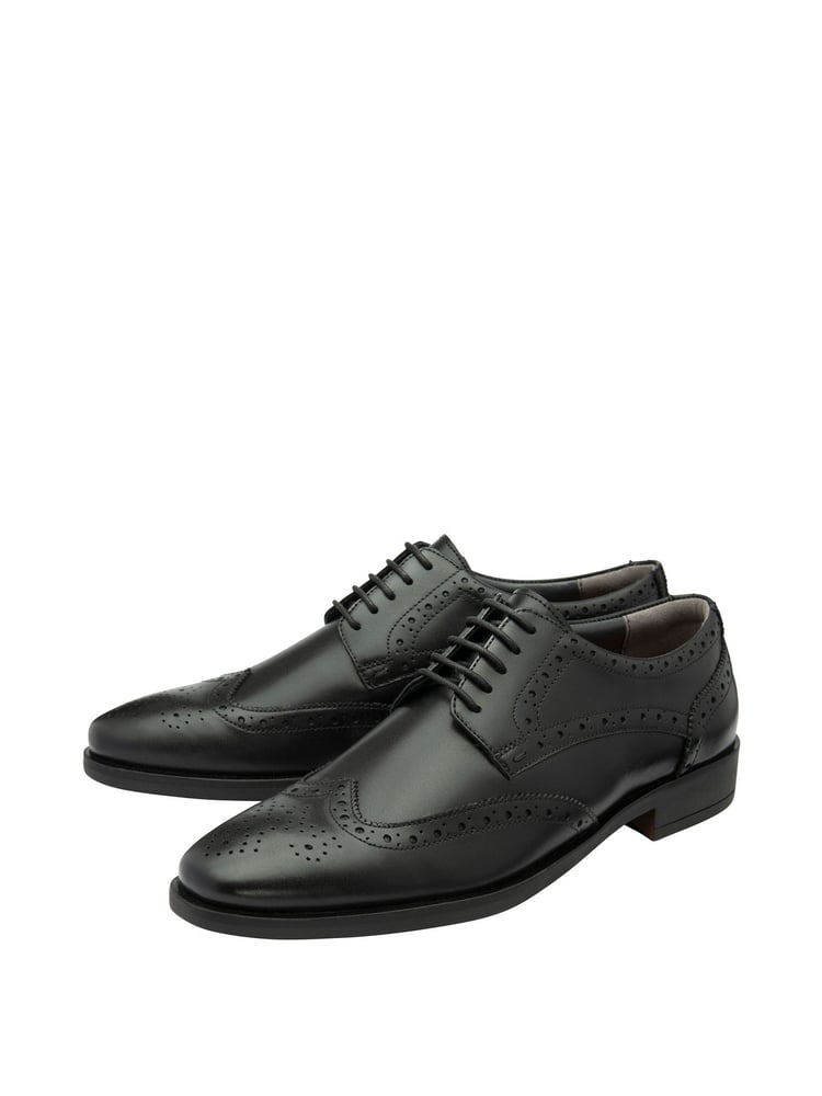 Frank Wright Black Leather Lace Up Brogues - Image 2 of 4