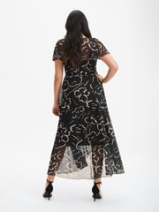 Scarlett & Jo Black Tilly Print Angel Sleeve Sweetheart Dress - Image 2 of 4