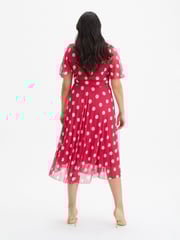 Scarlett & Jo Pink Carole Wrap Bodice Sunray Pleated Midi Dress - Image 2 of 4