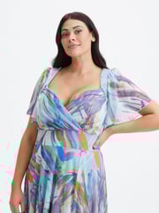 Scarlett & Jo Blue Kemi Bolero Wrap Bodice Mesh Maxi Gown - Image 4 of 4