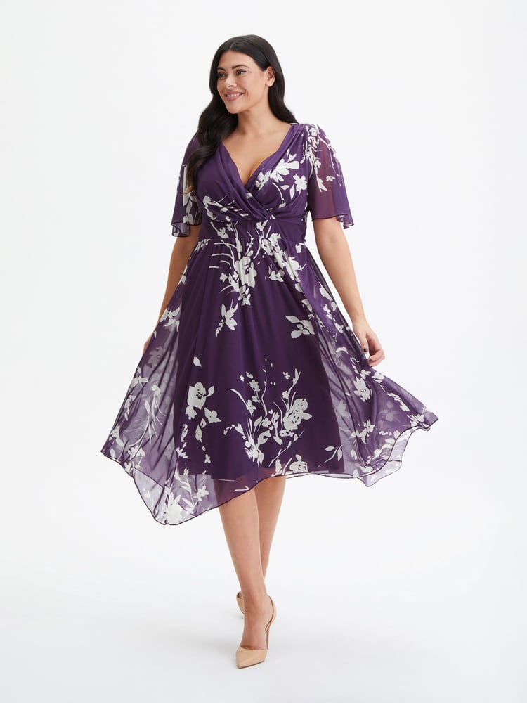 Scarlett & Jo Purple Julie Hanky Hem Dress - Image 1 of 4
