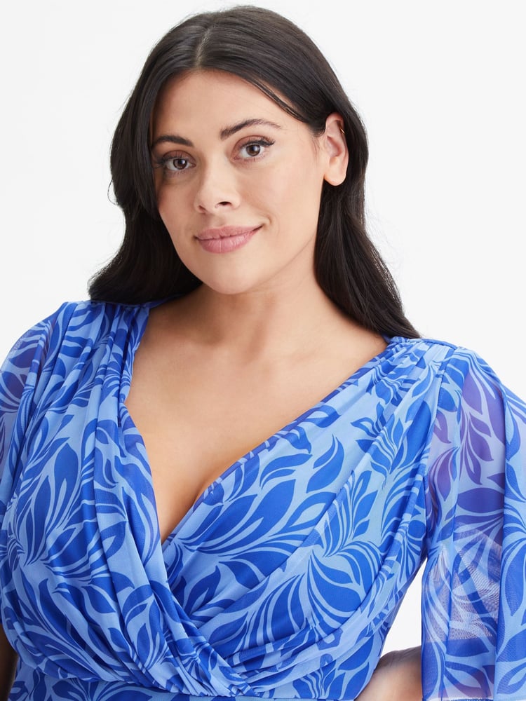 Scarlett & Jo Blue Floral Julie Hanky Hem Dress - Image 4 of 4