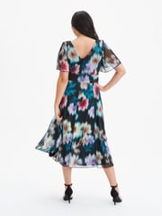Scarlett & Jo Black Floral Victoria Angel Sleeve Mesh Midi Dress - Image 2 of 4