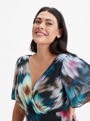 Scarlett & Jo Black Floral Victoria Angel Sleeve Mesh Midi Dress - Image 4 of 4