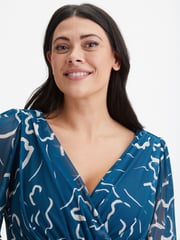 Scarlett & Jo Teal Blue Victoria Angel Sleeve Mesh Midi Dress - Image 2 of 4