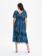 Scarlett & Jo Teal Blue Victoria Angel Sleeve Mesh Midi Dress - Image 4 of 4