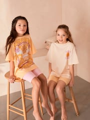 Cream/ Yellow/ Pink 100% Cotton Short Pyjamas 2 Pack (3-16yrs) - Image 3 of 9