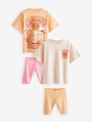 Cream/ Yellow/ Pink 100% Cotton Short Pyjamas 2 Pack (3-16yrs) - Image 5 of 9