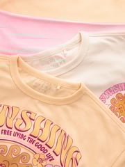 Cream/ Yellow/ Pink 100% Cotton Short Pyjamas 2 Pack (3-16yrs) - Image 8 of 9