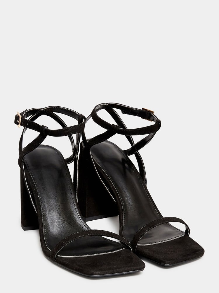 Long Tall Sally Black Faux Suede Block Heels - Image 1 of 6