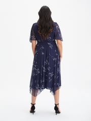 Scarlett & Jo Navy Blue Julie Wine Cream Hanky Hem Dress - Image 3 of 4