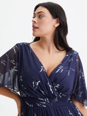 Scarlett & Jo Navy Blue Julie Wine Cream Hanky Hem Dress - Image 4 of 4