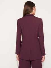 Plum Purple Tailored Crepe Single Breasted Blazer - Image 2 of 6