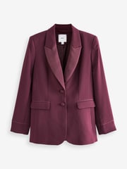 Plum Purple Tailored Crepe Single Breasted Blazer - Image 5 of 6