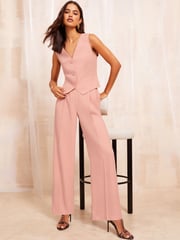 Friends Like These Pink Premium Button Through V Neck Waistcoat - Image 3 of 5