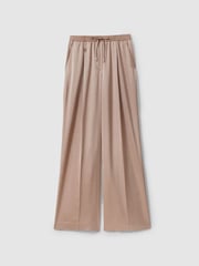 Reiss Gold Cole Satin Drawstring Wide Leg Trousers - Image 2 of 5