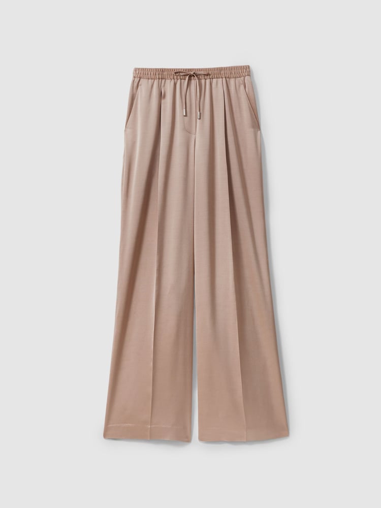 Reiss Gold Cole Satin Drawstring Wide Leg Trousers - Image 2 of 5