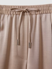 Reiss Gold Cole Satin Drawstring Wide Leg Trousers - Image 5 of 5
