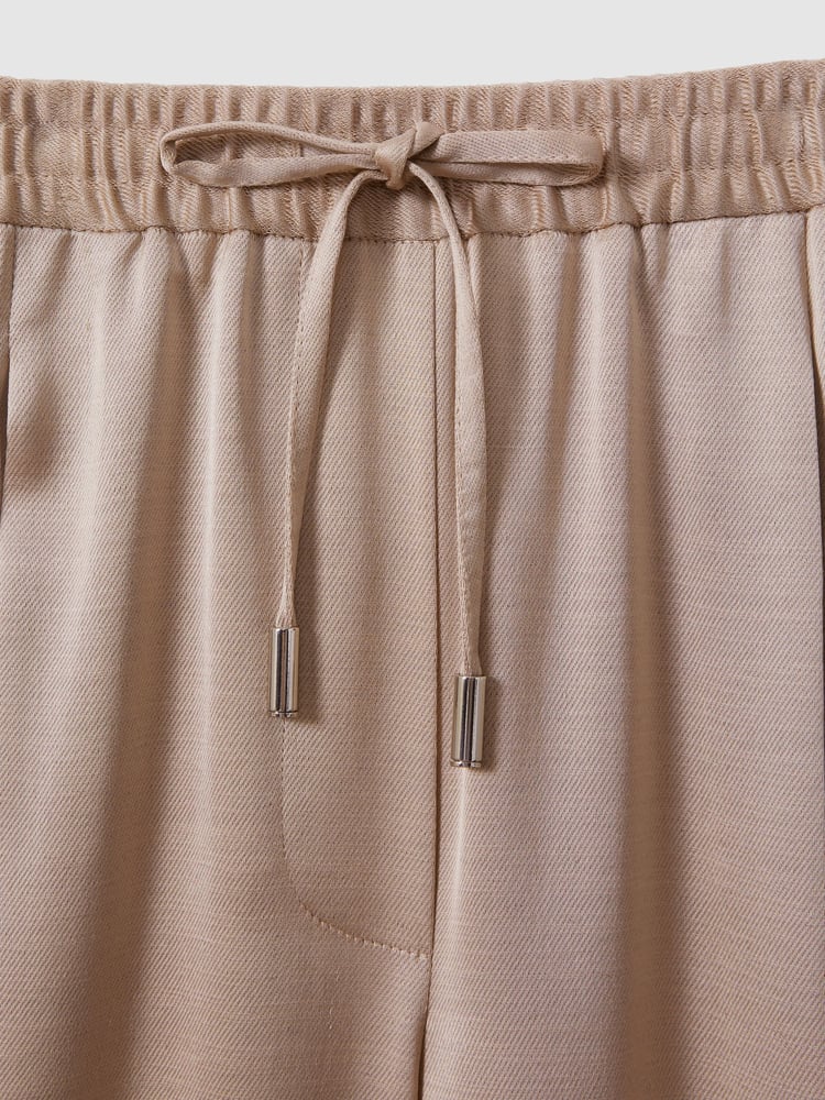 Reiss Gold Cole Satin Drawstring Wide Leg Trousers - Image 5 of 5