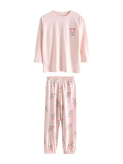 Pink/Cream 100% Cotton Reindeer Christmas Joggers (3-16yrs) - Image 5 of 8