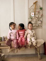 Pink/Cream Christmas 100% Cotton Joggers Pyjamas 3 Pack (9mths-12yrs) - Image 1 of 7