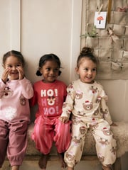 Pink/Cream Christmas 100% Cotton Joggers Pyjamas 3 Pack (9mths-12yrs) - Image 2 of 7