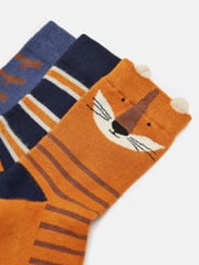 Joules Boys' Neat Feet Orange/Navy 3 Pack Socks - Image 2 of 3