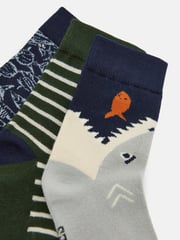Joules Boys' Neat Feet Green/Navy 3 Pack Socks - Image 2 of 3