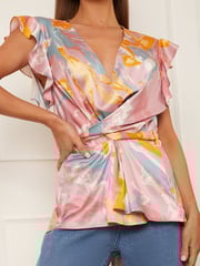 Chi Chi London Multi Twist Front Printed Top - Image 3 of 5