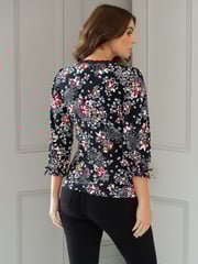 Pour Moi Black Multi Anya Lace Detail Recycled Slinky Jersey Top - Image 2 of 4