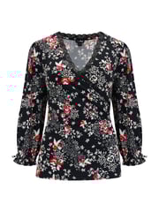 Pour Moi Black Multi Anya Lace Detail Recycled Slinky Jersey Top - Image 3 of 4
