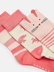 Joules Girls' Neat Feet Pink 3 Pack Socks - Image 3 of 3