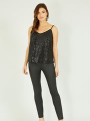 Yumi Black Sequin Vest Top - Image 3 of 4