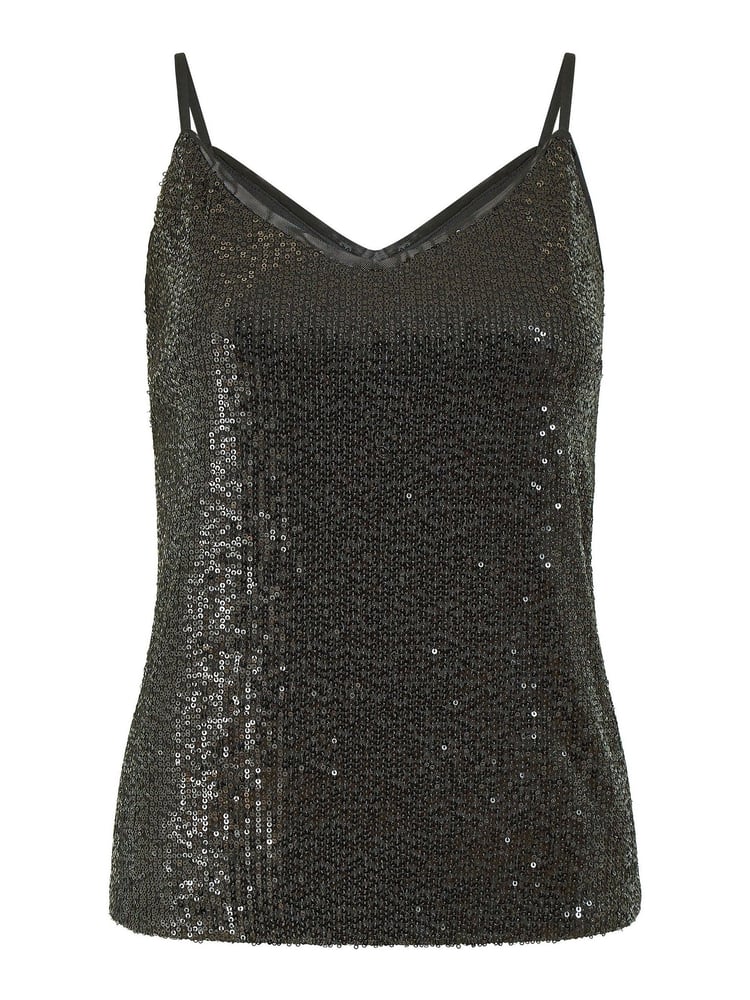 Yumi Black Sequin Vest Top - Image 4 of 4