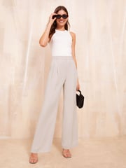 Friends Like These Grey Premium Wide Leg Smart Trousers - Image 2 of 4