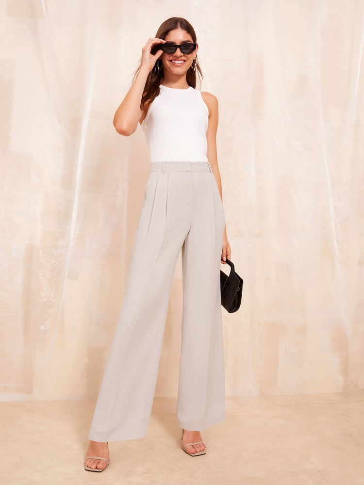 Friends Like These Grey Premium Wide Leg Smart Trousers - Image 2 of 4 Friends Like These Grey Premium Wide Leg Smart Trousers - Image 2 of 4