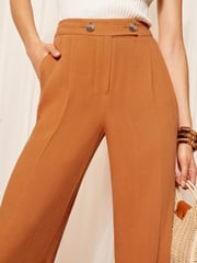 Friends Like These Rust Red Wide Leg Trousers With Linen - Image 2 of 4