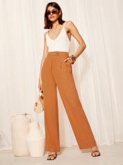 Friends Like These Rust Red Wide Leg Trousers With Linen - Image 3 of 4