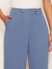Friends Like These Chambray Blue Wide Leg Trousers With Linen - Image 3 of 4