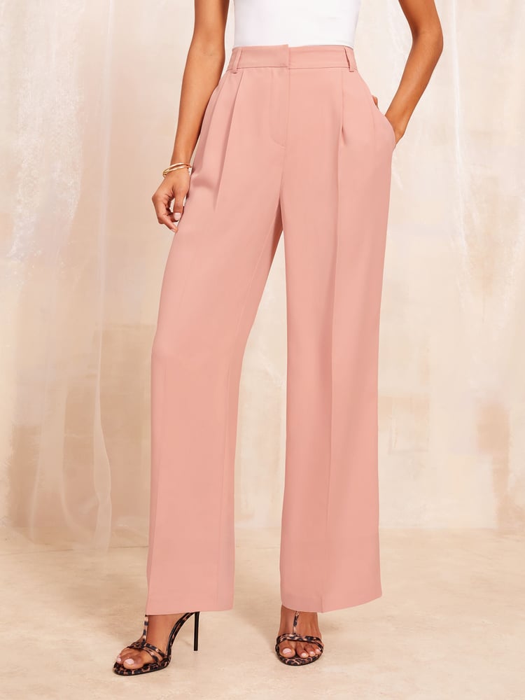 Friends Like These Pink Premium Wide Leg Smart Trousers - Image 1 of 5