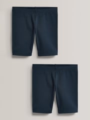 Navy Blue Regular Length 2 Pack Cotton Rich Stretch Cycle Shorts (3-16yrs) - Image 1 of 5
