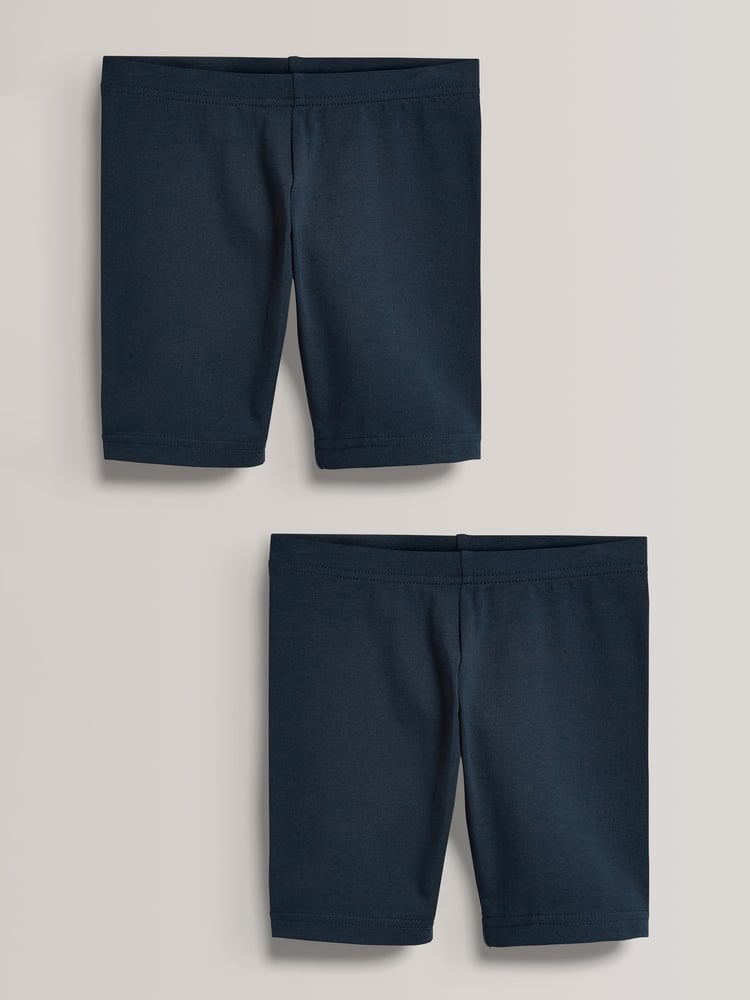 Navy Blue Regular Length 2 Pack Cotton Rich Stretch Cycle Shorts (3-16yrs) - Image 1 of 5