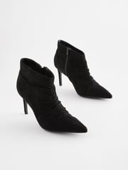 Black Forever Comfort® Point Toe Ruched Ankle Boots - Image 1 of 5
