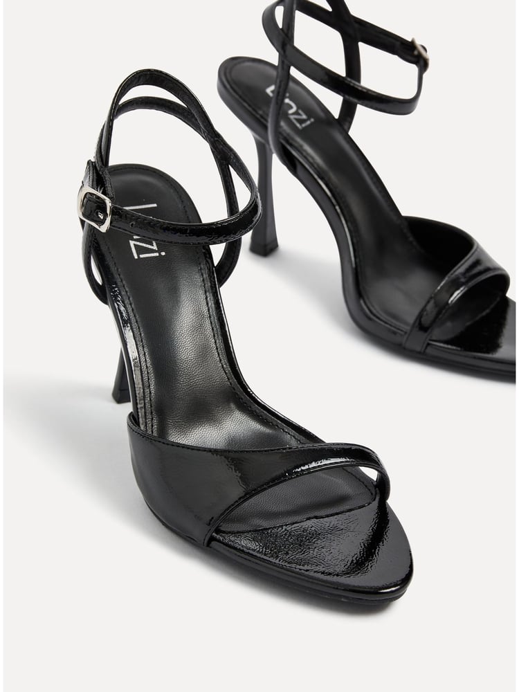 Linzi Black Eleni Open Toe Pointed Heels With Asymmetric Front Strap - Image 5 of 5
