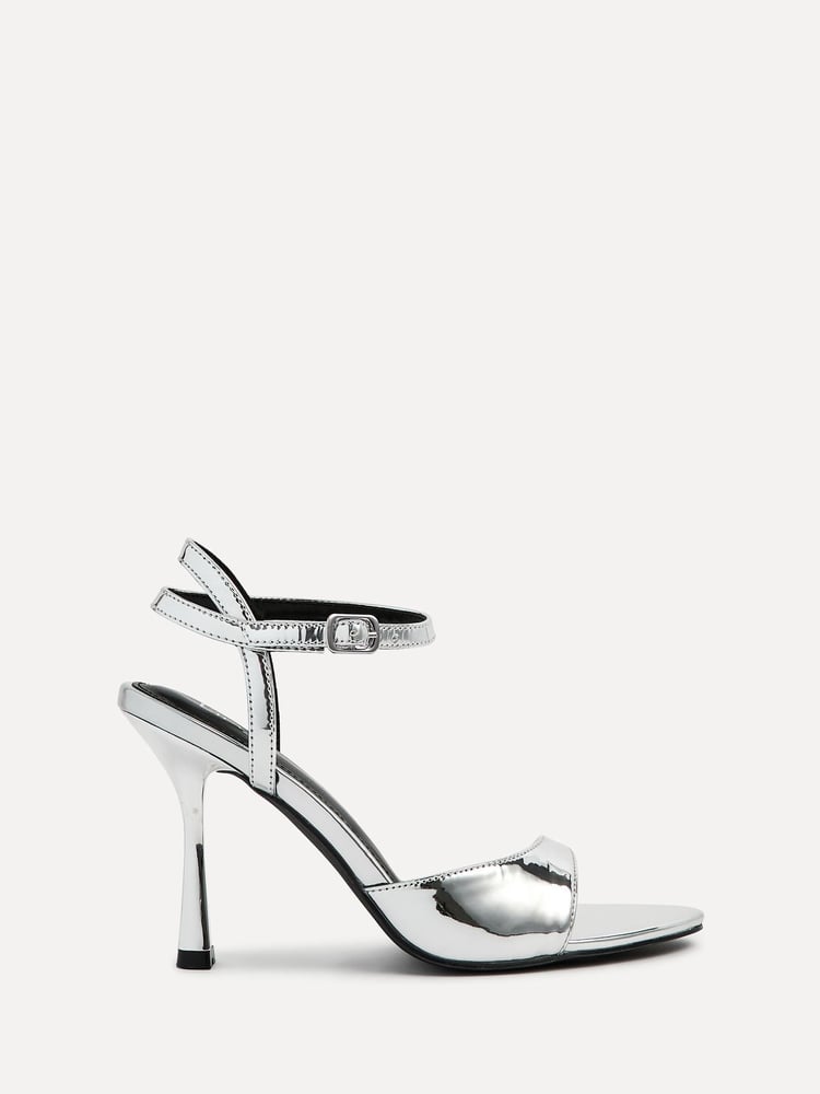 Linzi Silver Eleni Open Toe Pointed Heels With Asymmetric Front Strap - Image 2 of 5