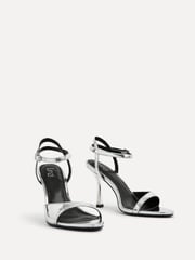 Linzi Silver Eleni Open Toe Pointed Heels With Asymmetric Front Strap - Image 3 of 5