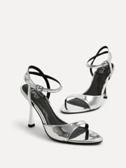 Linzi Silver Eleni Open Toe Pointed Heels With Asymmetric Front Strap - Image 4 of 5