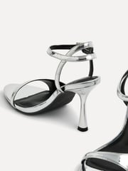 Linzi Silver Eleni Open Toe Pointed Heels With Asymmetric Front Strap - Image 5 of 5