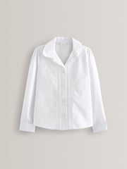 White Long Sleeve Lace Trim School Blouse (3-14yrs) - Image 5 of 9