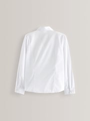 White Long Sleeve Lace Trim School Blouse (3-14yrs) - Image 6 of 9